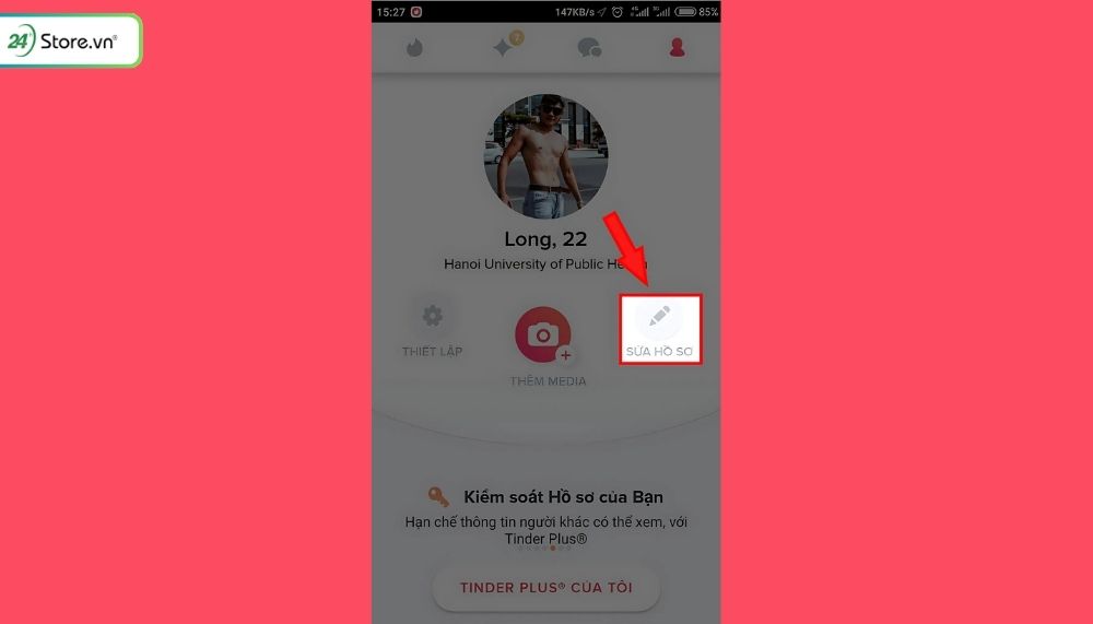 Cách chỉnh sửa tài khoản Tinder