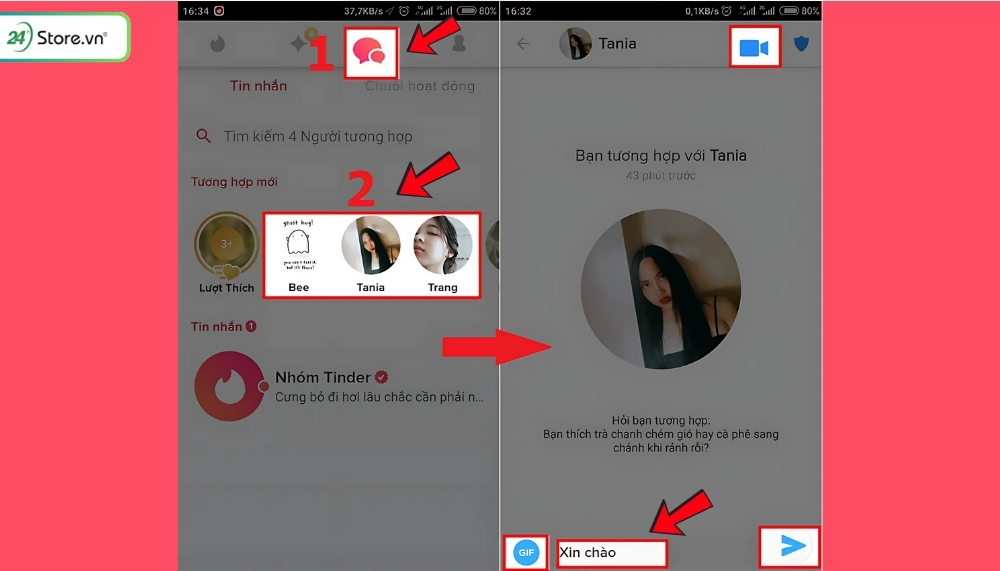 Cách nhắn tin trên Tinder