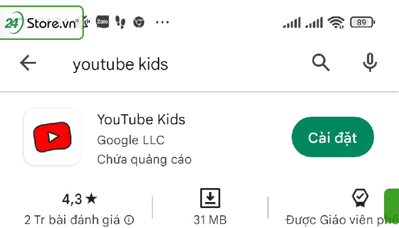 Cài đặt Youtube Kids