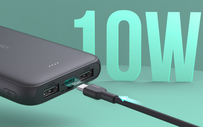 Sạc dự phòng Aukey 10.000mAh có dung lượng pin lớn 