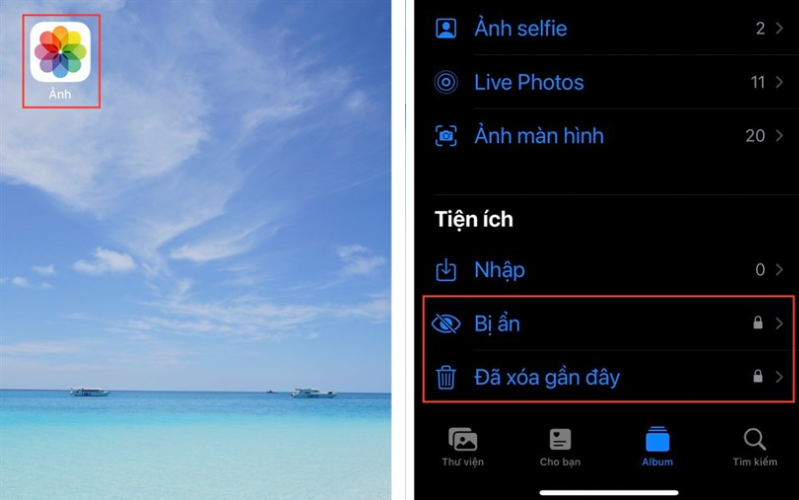Cách ẩn hình ảnh trên iPhone 