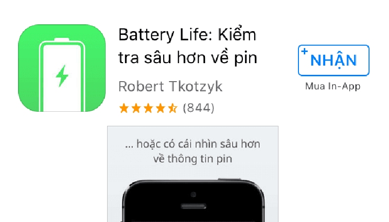 Kiểm tra qua ứng dụng Battery Life
