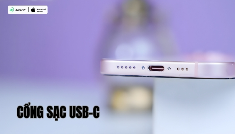 cổng sạc usb c trên iphone 16 và iphone 16 plus