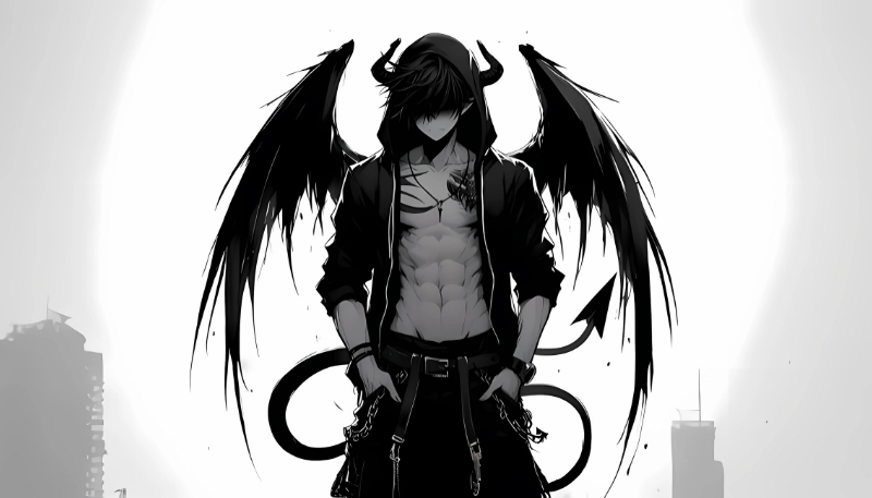 Hình ảnh ác quỷ anime buồn đến trắng full HD