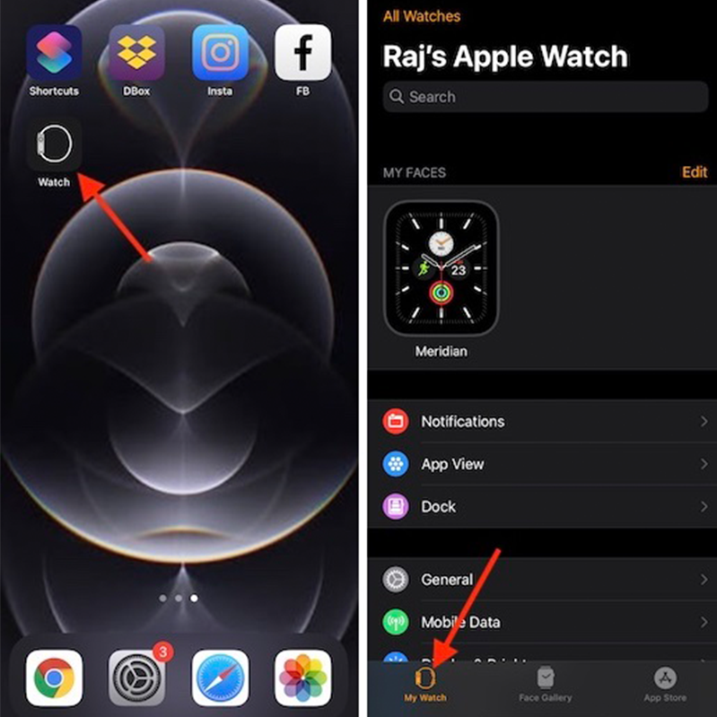 apple watch 1 Mở ứng dụng đồng hồ trên iPhone