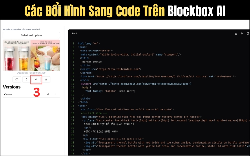 chuyển ảnh thành code bằng Blockbox AI