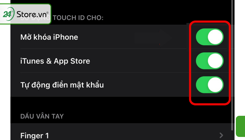 Cách mở khóa Touch ID