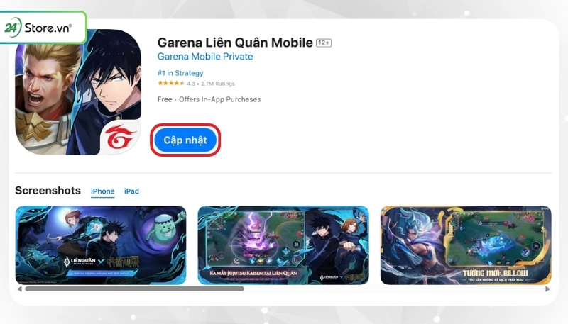 Liên Quân cập nhật xong nhưng vẫn bị yêu cầu update