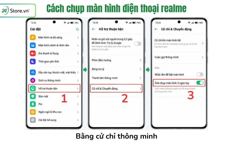 cách chụp màn hình realme bằng cử chỉ thông minh