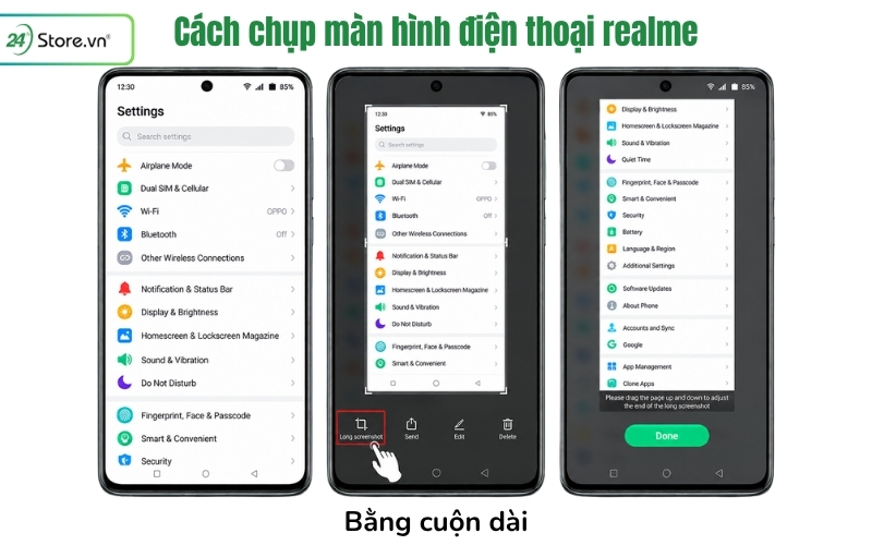 cách chụp màn hình realme bằng cuộn dài