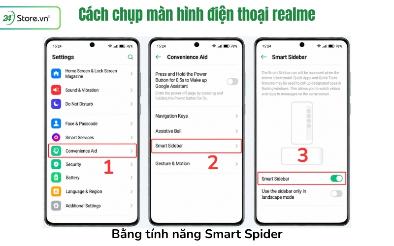 cách chụp màn hình realme bằng smart spider