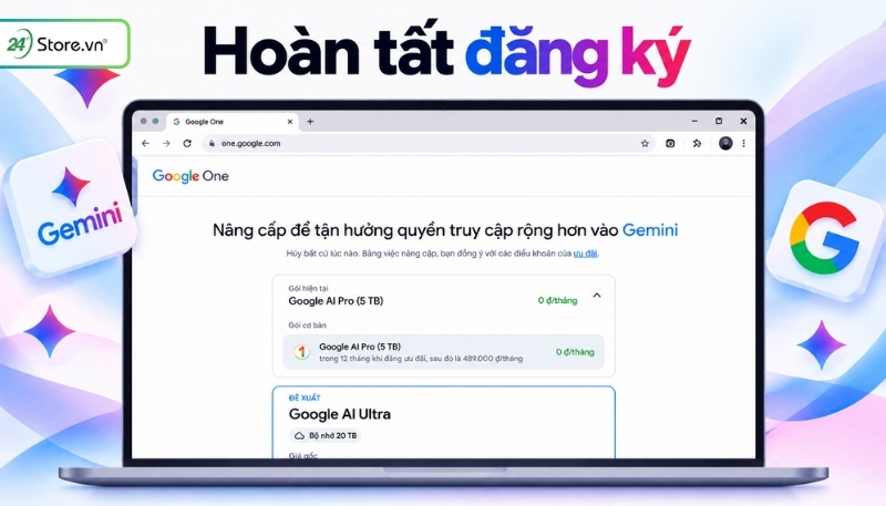 Hoàn tất đăng ký Gemini Pro
