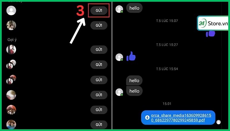 Cách gửi file qua Messenger Android 3