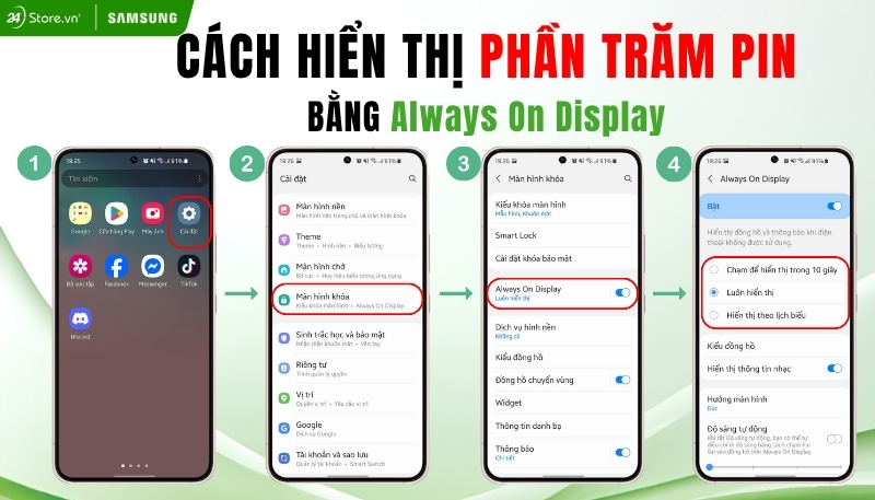 Cách hiển thị phần trăm pin trên Samsung nhanh chóng