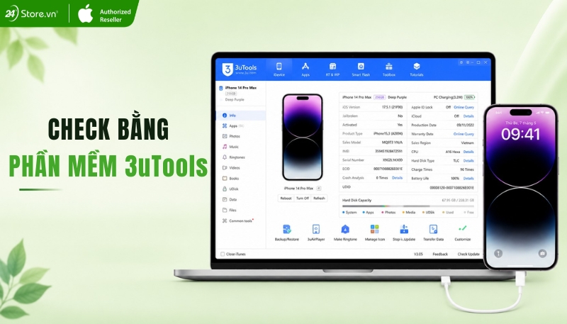 Check iPhone 14 Pro Max chính hãng bằng 3uTools