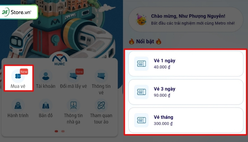 cách mua vé tàu metro online