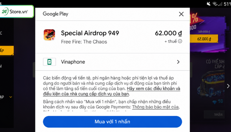 Cách nạp thẻ Free Fire Googleplay