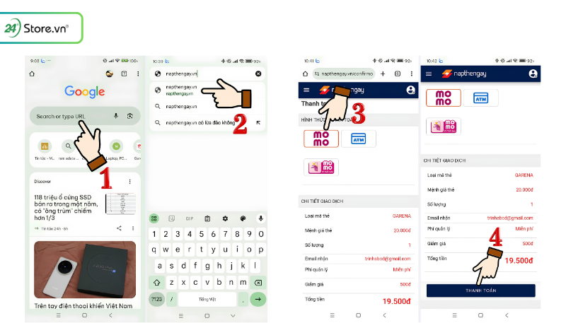 Cách nạp thẻ Garena bằng MoMo bước 1