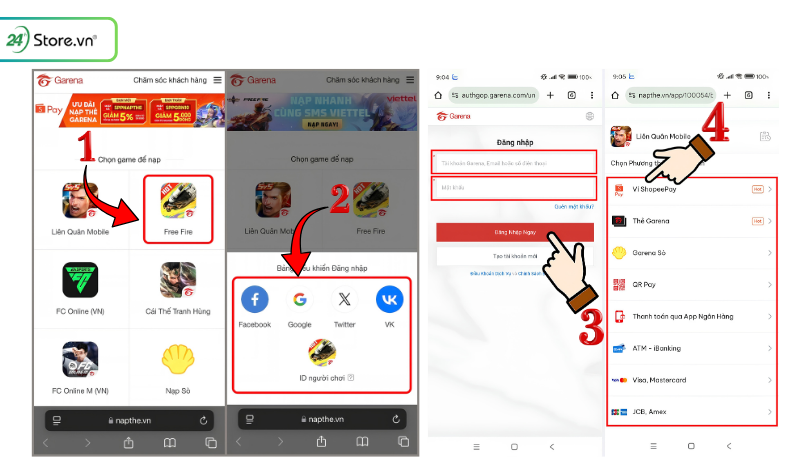 Cách nap thẻ Garena bằng Shopeepay bước 1