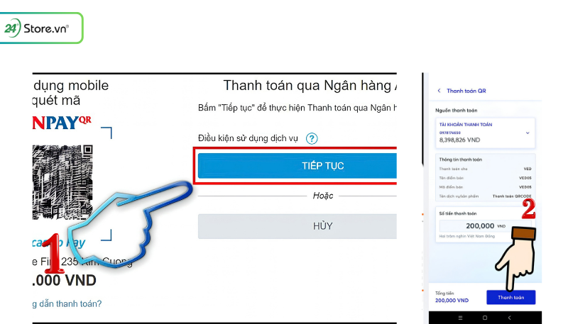 Cách nạp thẻ Garena qua app ngân hàng bước 2