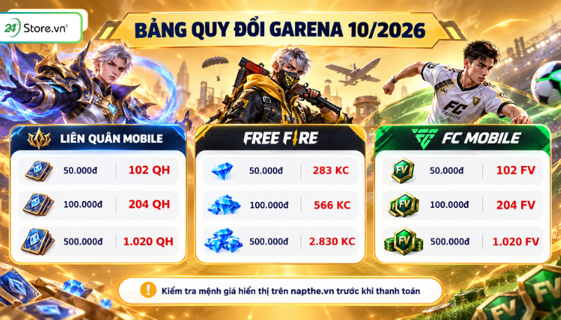 Cách nạp thẻ Garena