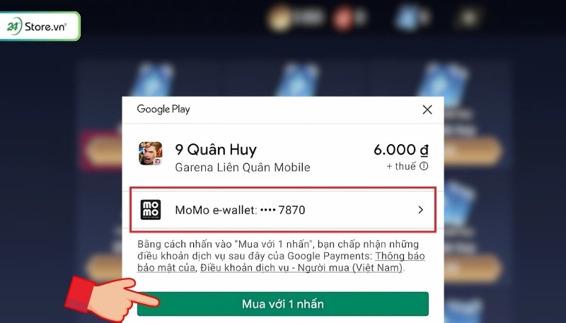 Hướng dẫn mua quân huy bằng momo