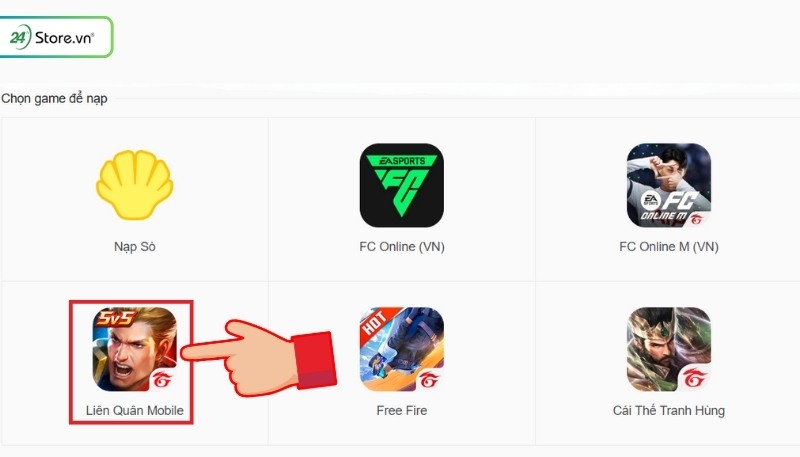 Nạp thẻ Liên Quân Mobile qua ứng dụng thương mại điện tử uy tín