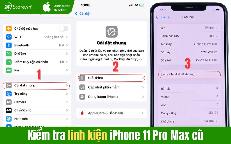 cách kiểm tra linh kiện iphone 11 pro max cũ 