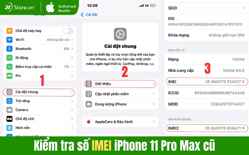 cách kiểm tra số imei của iphone 11 pro max cũ