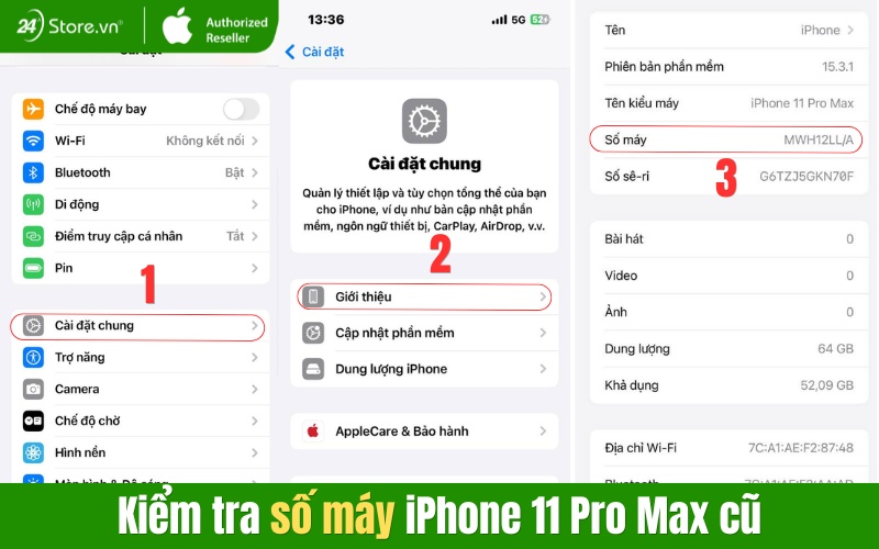 cách kiểm tra số máy iphone 11 pro max cũ