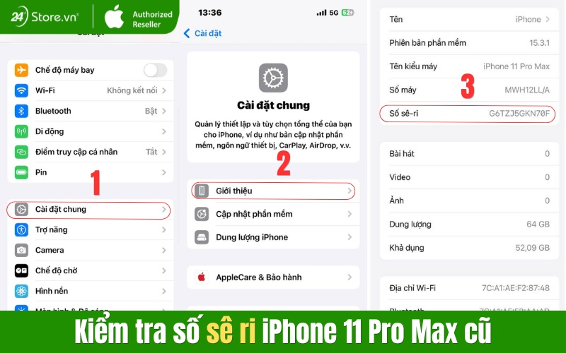 cách kiểm tra số sê ri iphpne 11 pro max cũ