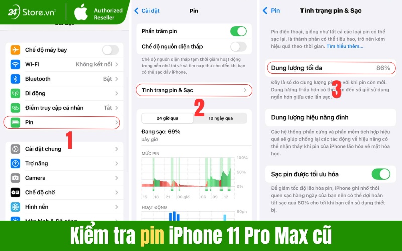 cách test pin iphone 11 pro max cũ