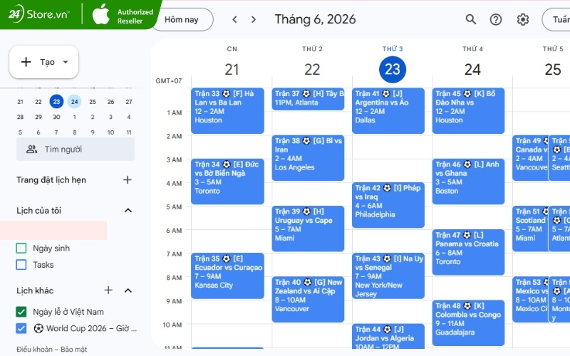 cách thêm lịch world cup 2026 vào điện thoại