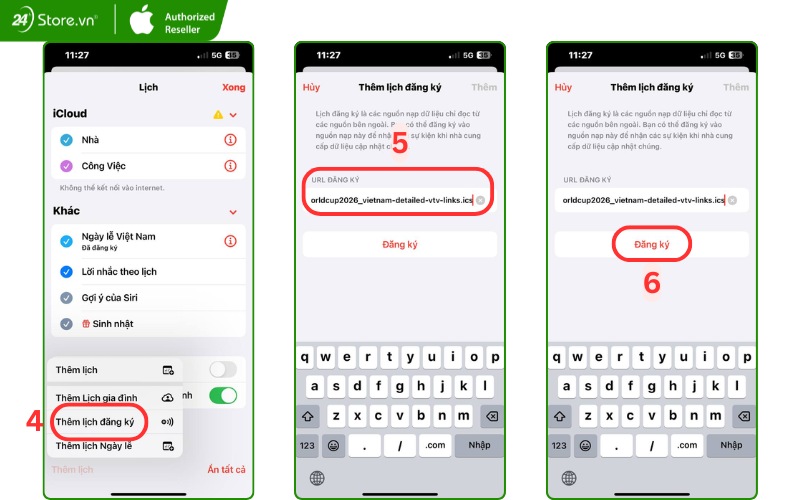 cách thêm lịch world cup 2026 trên điện thoại iphone