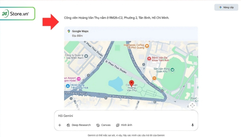 tra cứu địa chỉ mới bằng Gemini