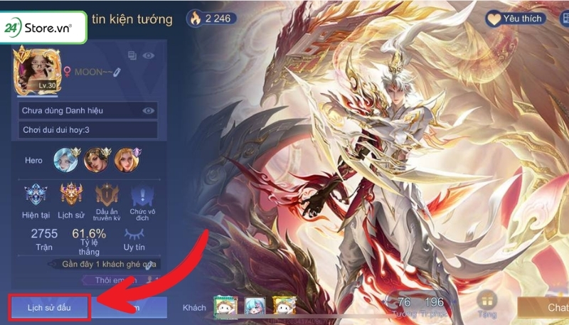 Xem lịch sử thi Liên Quân của bạn bè