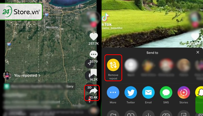 tắt video đăng lại trên TikTok