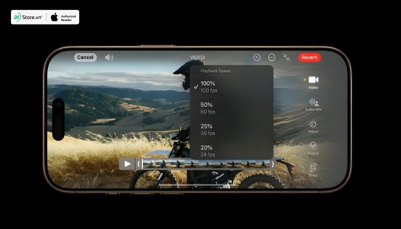 chế độ 4k dolby vision lên đến 120 fps của iphone 16 pro max