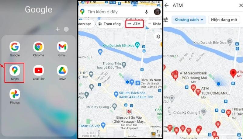 Cách tìm cây ATM gần nhất bằng Google Map