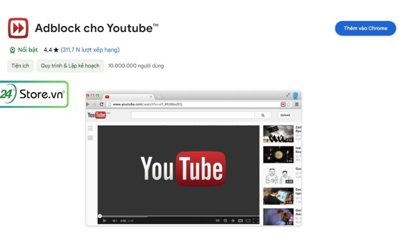 chặn quảng cáo youtube bằng phần mềm adblock for youtube