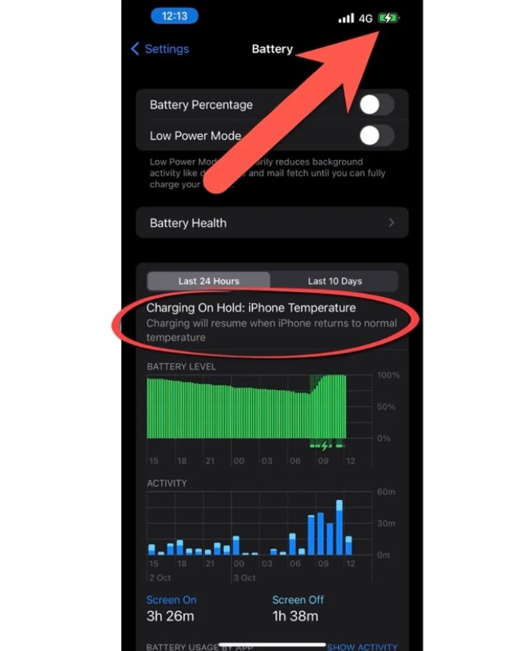 Charging on hold trên iPhone Bạn cũng có thể xem thông báo này trong phần cài đặt