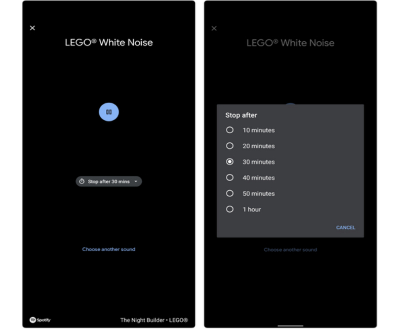 màn hình chỉnh thời gian phát nhạc trong chế độ giờ đi ngủ trên android