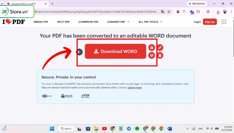 Cách chuyển PDF sang Word bằng iLovePDF