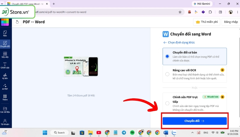 Chuyển file PDF sang Word bằng Smallpdf