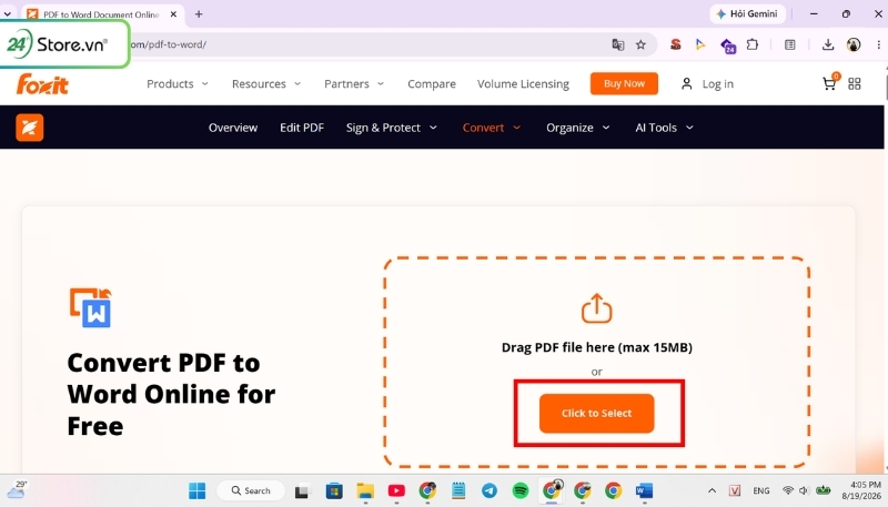 Dùng Foxit PDF Editor chuyển PDF sang Word