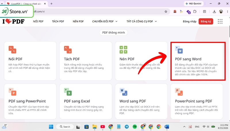 Dùng iLovePDF chuyển file PDF sang Word