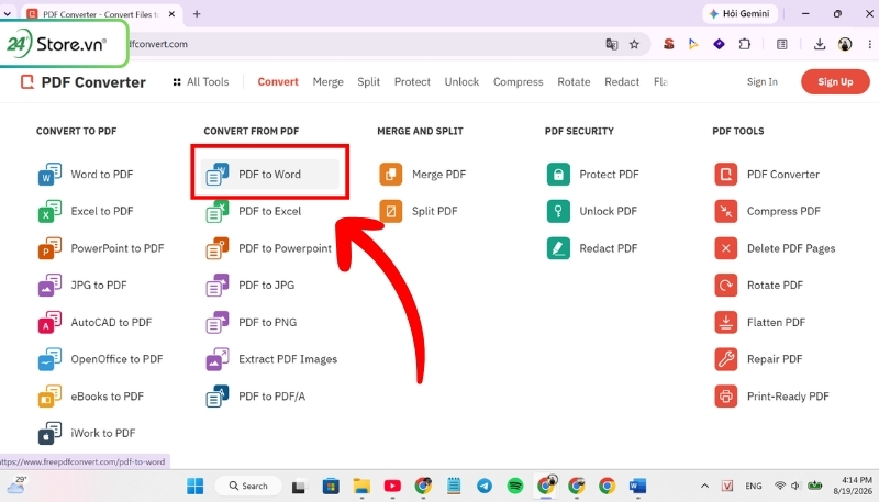Dùng PDF Convert chuyển PDF sang Word