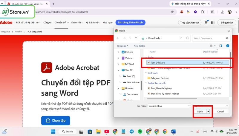Sử dụng Adobe Acrobat Online chuyển file PDF sang Word