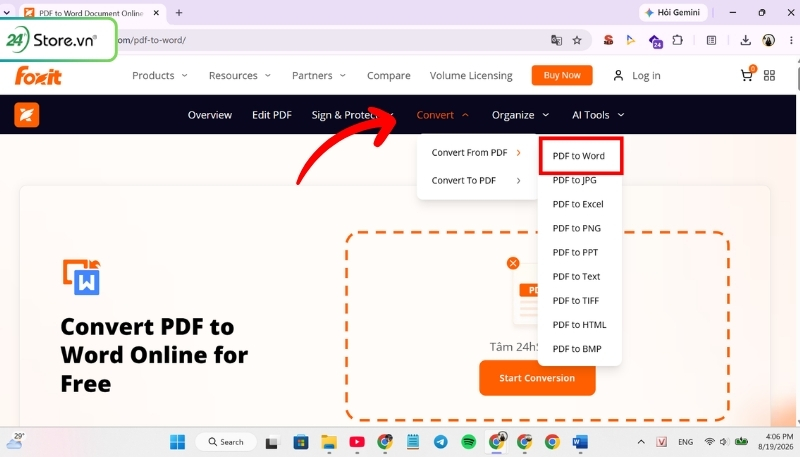 Sử dụng Foxit PDF Editor chuyển PDF sang Word