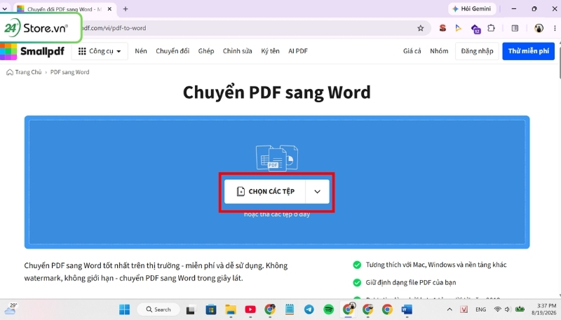 Sử dụng Smallpdf chuyển file PDF sang Word